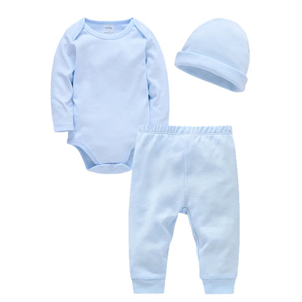2/3 Pcs/set Baby Clothing Set 100% Cotton Plain Baby Romper+Pant Newborn Bodysuit Trousers Blank Legging Kids Clothes For 0-12M