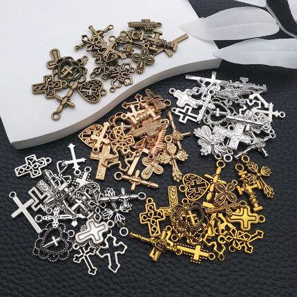 20/100 Styles Antique Silver Crosses - Perfect for Handmade Jewelry like Necklaces, Bracelets & Earrings"