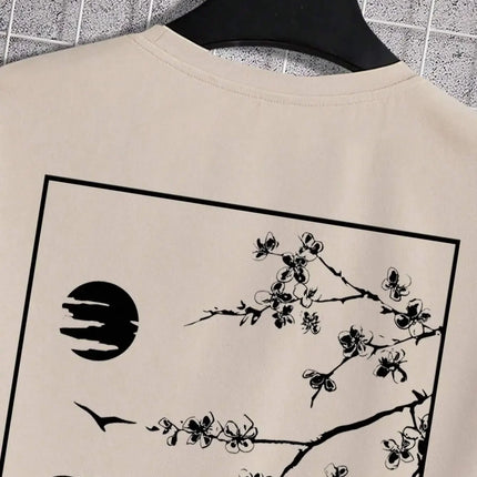 Tokyo Sakura Mount Fuji Business Card T-shirt Women's Fashion T-shirt Clothing Summer Casual Top Hip Hop Loose Versatile T-shirt