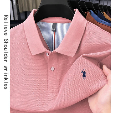 High-end brand 100% cotton long sleeve polo shirt, fashion luxury, pony embroidery, business casual comfort, new Paul men's T-shirt