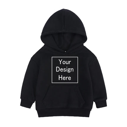 Kids Boy Girl Hoodies Custom Fleece Sweatshirts Toddler Solid Pullover Top Add Text Logo Image Print Cotton Long Sleeve Clothes