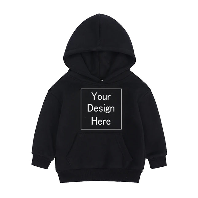 Kids Boy Girl Hoodies Custom Fleece Sweatshirts Toddler Solid Pullover Top Add Text Logo Image Print Cotton Long Sleeve Clothes
