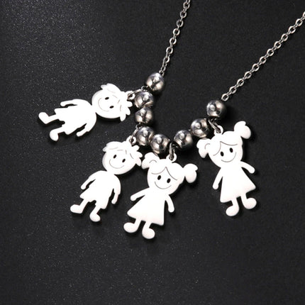 Personalized Boy Girl Necklace Custom Chain Name Mother Father Day Kid Family Gift For Women Men Stainless Steel Pendant Jewelry