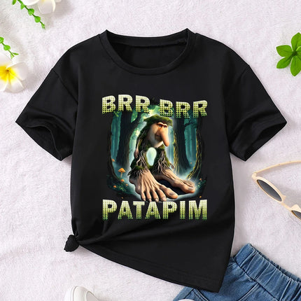Y2K Boys Girls Italian Brainrot Animals Kids T-shirt Tung Tung Tung Sahur Short Sleeve Tops Funny Meme Cute Tee Summer Clothing