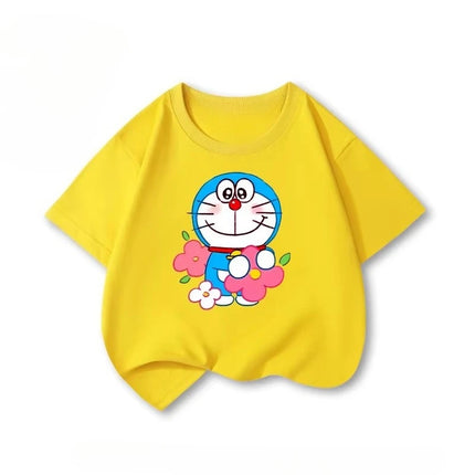 Potdemiel Doraemon Children's Pure Cotton T-Shirt, New Summer Style, Comfortable and Breathable Children's T-Shirt