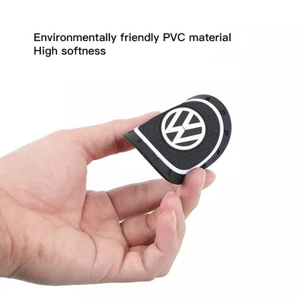 2Pcs Car Interior Coasters Silicone Water Cup Anti-slip Mats For VW Tiguan Arteon Taigo Caddy CC e-up! Golf Polo Passat Amarok