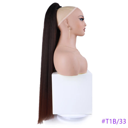 Extra Long Yaki Straight Synthetic Ponytails 30 Inch Synthetic Ponytail Hair Extensions Puffy Yaki Straight Drawstring Ponytails