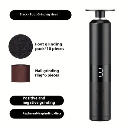 USB charging foot grinder, electric 2-in-1 foot grinder and nail grinder, foot and hand care, multifunctional foot beauty device