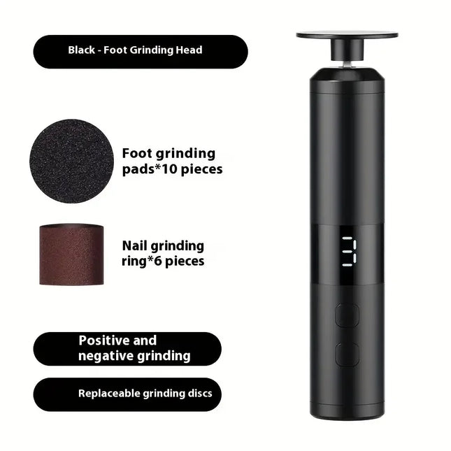USB charging foot grinder, electric 2-in-1 foot grinder and nail grinder, foot and hand care, multifunctional foot beauty device