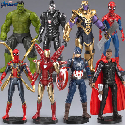 10-12CM Marvel Anime Figure Spiderman Hulk Iron Man Venom  Captain America Thanos Movable Joints PVC Dolls Toy Gift For Children