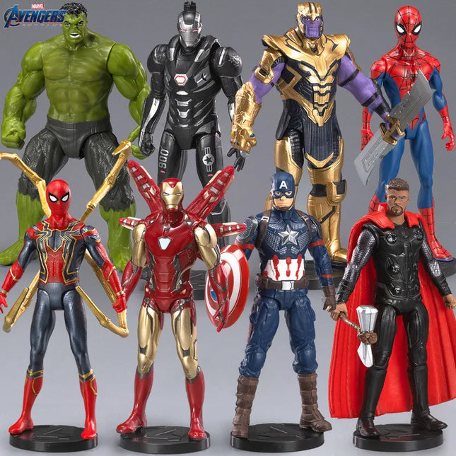 10-12CM Marvel Anime Figure Spiderman Hulk Iron Man Venom Captain America Thanos Movable Joints PVC Dolls Toy Gift For Children