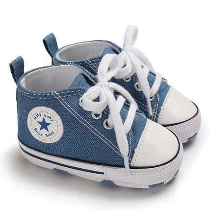 Baby Canvas Classic Sports Sneakers Newborn Baby Boys Girls Print Star First Walkers Shoes Infant Toddler Anti-slip Baby Shoes