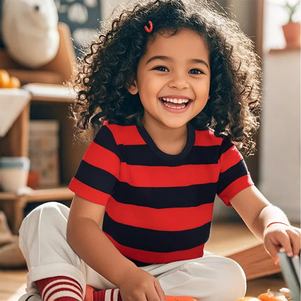 Kids Striped T-shirt Toddler T-shirt Boys Girls Cotton Short Sleeve Tops Children Summer Casual Tee Halloween Carnival Daily Wear