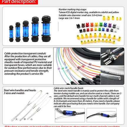 Professional 4/8/12/16/24 Channel XLR Snake Cable, Male to Female, Shielded Audio Extension for Stage Studio Mixer