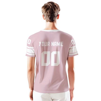 Custom American Football Shirt Pink Personalized Printed Football Jersey with Team Name Number Fans Gift for Men Women Youth