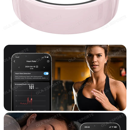 New Smart Ring With Box Heart Rate Stress Monitoring Men Womenes Smartring Gesture Control Waterproof Health Sports Rings 2025
