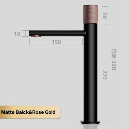 Brass Black Bathroom Faucet Round Hand Washing Toilet Table Under High-End Hotel Hot and Cold Faucet