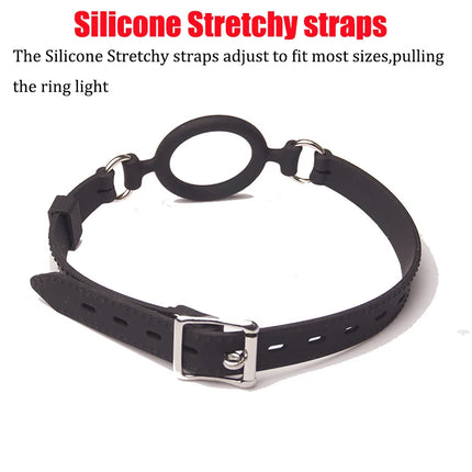 Full Silicone O Ring Gag Strap,Open Mouth Bite Gag,Fetish Oral Fixation BDSM Toys,Sex Slave Bondage Muzzle SM Couple Game Tools