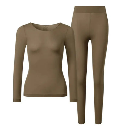 2 Pieces Seamless Thermal Underwear Set Women Long Sleeve Bottoming Top Long Johns Highly Elastic Autumn Winter Warm Thermal Set