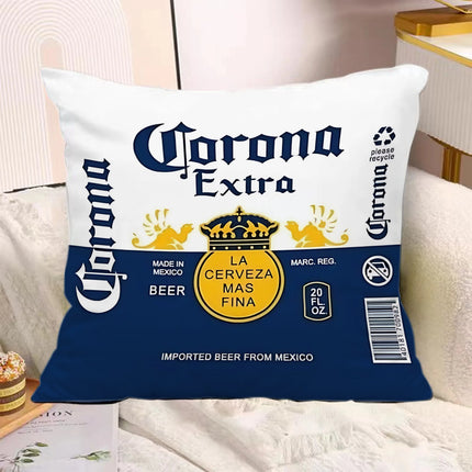 Hot Beer Pillow Covers Cartoon Sofa Decorative Home Double-sided Printing Short Plush Cute Cushion C-Corona E-Extra Cover