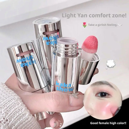 6 Colors Liquid Blush Natural Water Light Waterproof Blush Stick Moisturize Cheek Blusher Brighten Contour Sponge Brush Makeup