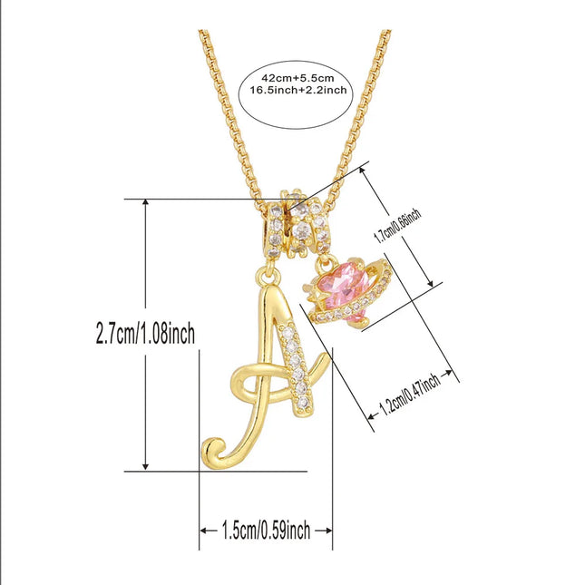 Women's Initial Heart Necklace with Customizable Name Art Design Letter Jewelry Gold Chain Set Adjustable Size Hypoallergenic