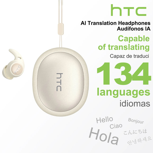 HTC NE76 Bluetooth Earphones, AI Translator Earbuds Mini Invisible Sleep Earbuds Soft Wireless Headphones Orange