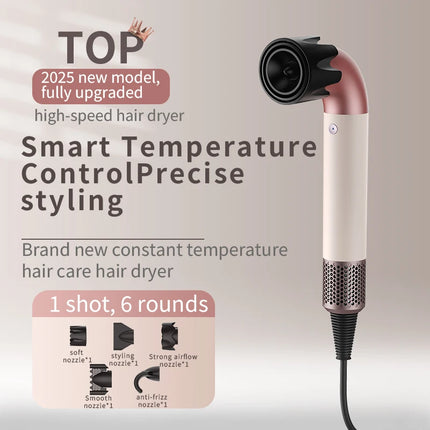 Professional 5 in 1 Hair Dryer with Hot  Cold Air Function Thermostatic Protect Hair Lightweight Portable Blow Dryer Fast Drying