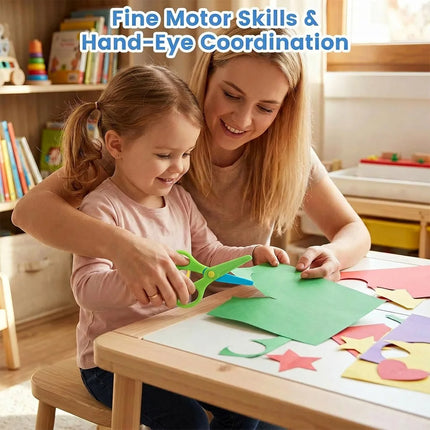Kids Blunt Tip Auto Spring Safety Scissors Toddler Preschool Art Craft Training Scissors for Paper Playdough Left Right Handed