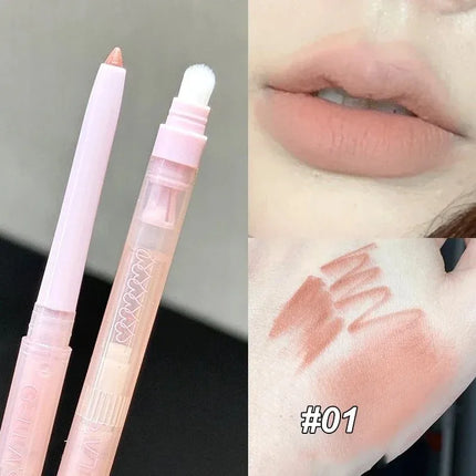 Double Headed Lip Liner Pencil Waterproof Matte Lipstick Contour Makeup Peach Pink Multi-purpose Lipliner Pencil Lips Cosmetic