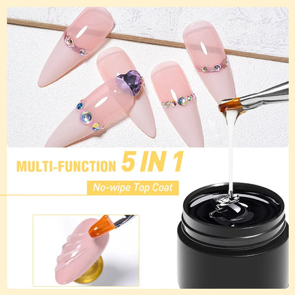 Mtssii 5 in 1 Glue Gel Reinforcement Gel No Wipe Top Coat Nail Art Soak Off UV Gel Varnish 3D Chrome Design Diamond Gel Gel