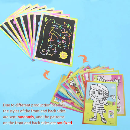 Random 8/10pcs A Lot Magic Scratch Art Doodle Pad Painting Cards Toys Early Educational Learning Drawing Toys