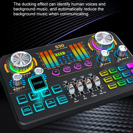 FUHAM S30 audio mixer, live sound card with DJ mixing effects and voice-changing features, music recording equipment sound card