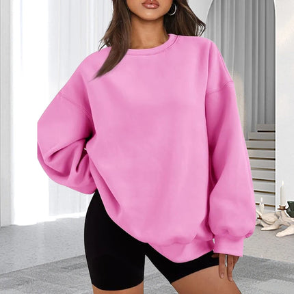 Plus Size Solid Color Sweatshirt, Casual Long Sleeve Crew Neck Pullover Sweatshirt, Women's Plus Size Clothing