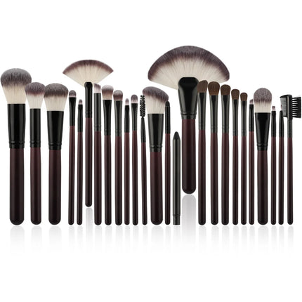 26-Piece Rosewood Pro Makeup Brush Set Premium Animal Hair Eco-Friendly Soft Brushes for Contouring, Blush & Highlighter