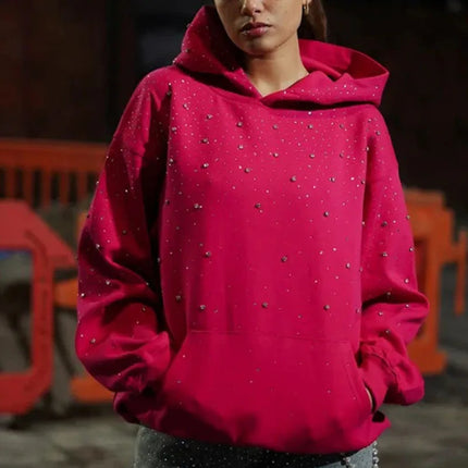 2025 Hooded Sports Pullover, Hot Stamping Diamond Couple Style Streetwear, INS