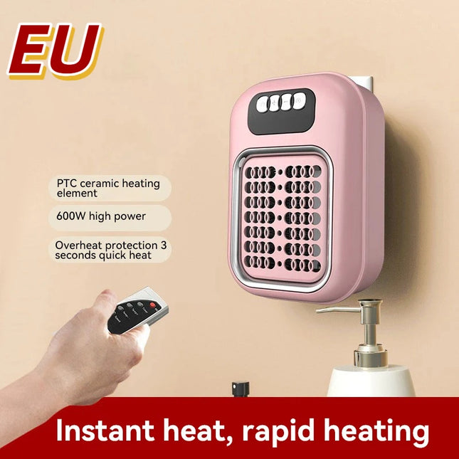 Portable Heater Electric Heater Plug in Wall Room Heater Mini Radiator Remote Warmer Machine Muted for Bedroom Bathroom Office
