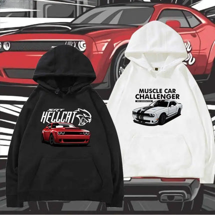 RT American Big V8 Muscle Car Challenger Fashion Outdoor Hoodie Men's and Women's Autumn/Winter Loose Casual Top