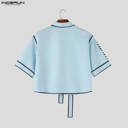 INCERUN Men's Shirt Printing Lapel Short Sleeve Flower Casual Men Clothes Streetwear Summer 2026 Fashion Crop Tops For Man S-5XL