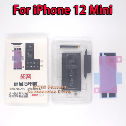 2Pcs Phone Battery Core No Flex Cable For iPhone X XS Max XR 11 12 13 Mini 14 Plus 15 Pro Max SE2 SE3 High Capacity Battery Cell