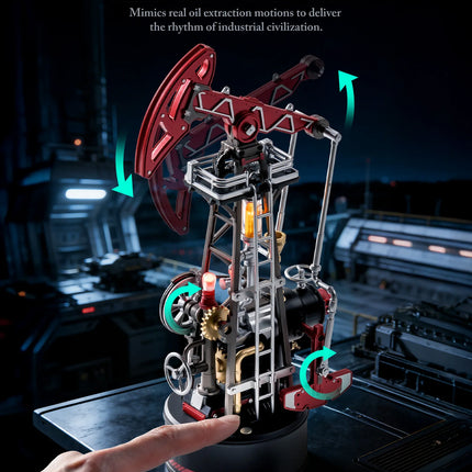 ROKR Industrial City Series 3D Puzzle Oil Pump Jack Mechanical Model Building Kit 127-Piece DIY Toys with Lights & Motion for Home Decor Gift for Adults Kids