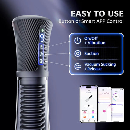 Male Masturbator Penis Pump Enlarger Transparent Visual Male Sex Toys for Men APP Control Vibrating Vacuum Suction Glans Trainer