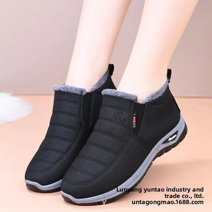 Winter New Fleece Lined Anti-slip Soft Bottom Women's Short Boots Thick Warm Cotton Shoes round Toe Casual Style Comfortable
