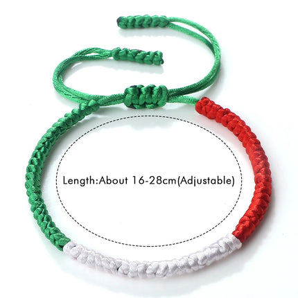 Handmade Countries Flag Color Bracelet Green White Red Rope Italy Mexico Ireland Bangles Adjustable Size Bracelets Couple Gift