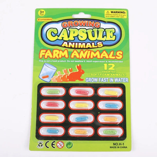 12PCS Water Growing Capsule Toys  Magic Growing Capsule Animals Gift Christmas Soft Bath Companion Water Animals Safety Toy