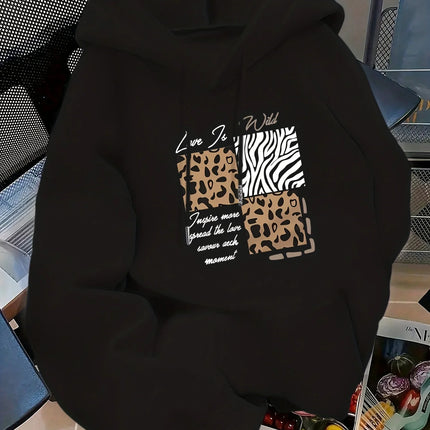 Women's autumn and winter loose casual comfortable letter printed thick long sleeved round neck hoodie pullover