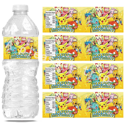 20pcs Pokemon Stickers Pikachu Water Bottle Sticker Party Favors Sun Protection and Waterproof Birthday Decoration Baby Shower ﻿