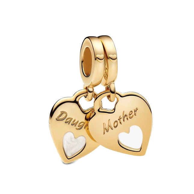Exquisite 925 Sterling Silver Golden Heart&Robot&Badge Three in One&Avocado Pendant Fit Brand Bracelet Neutral Style Jewelry