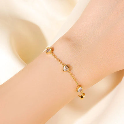 GANPUP 316L Stainless Steel Metal Gold Color Flower Heart Bracelet Bangle Texture Jewelry Trendy Wrist Chain for Women Men New