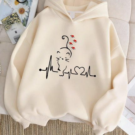 Kawaii Cat Love Heart Hoodie Kids Cat Children's Sweatshirt Hoody for Boys Girls Spring Casual Hoodies